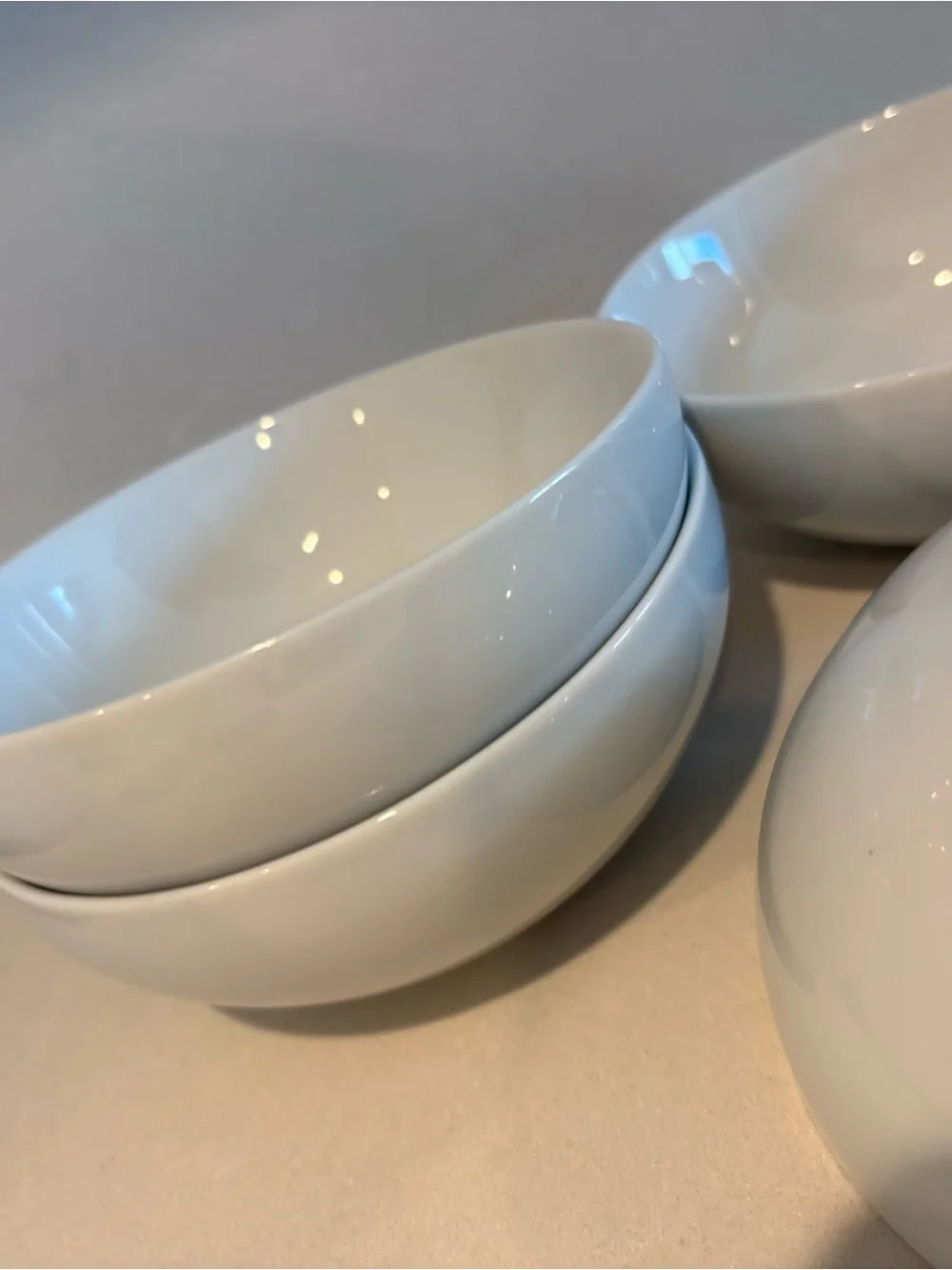 Crate&Barrel Glossy White Ceramic Cereal Bowls - Set of 4